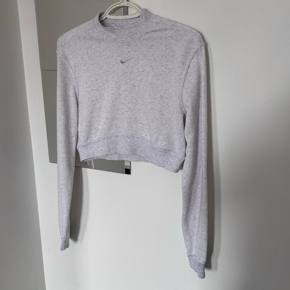 Nike Cropped Crewneck Sweatshirt in Light Grey - Picture 2 of 11